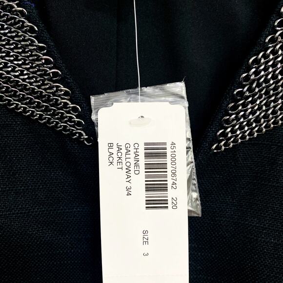 Chico's Chained Galloway Jacket Womens Size 3 Lined Black 3/4 Linen Blend Career - Picture 6 of 10